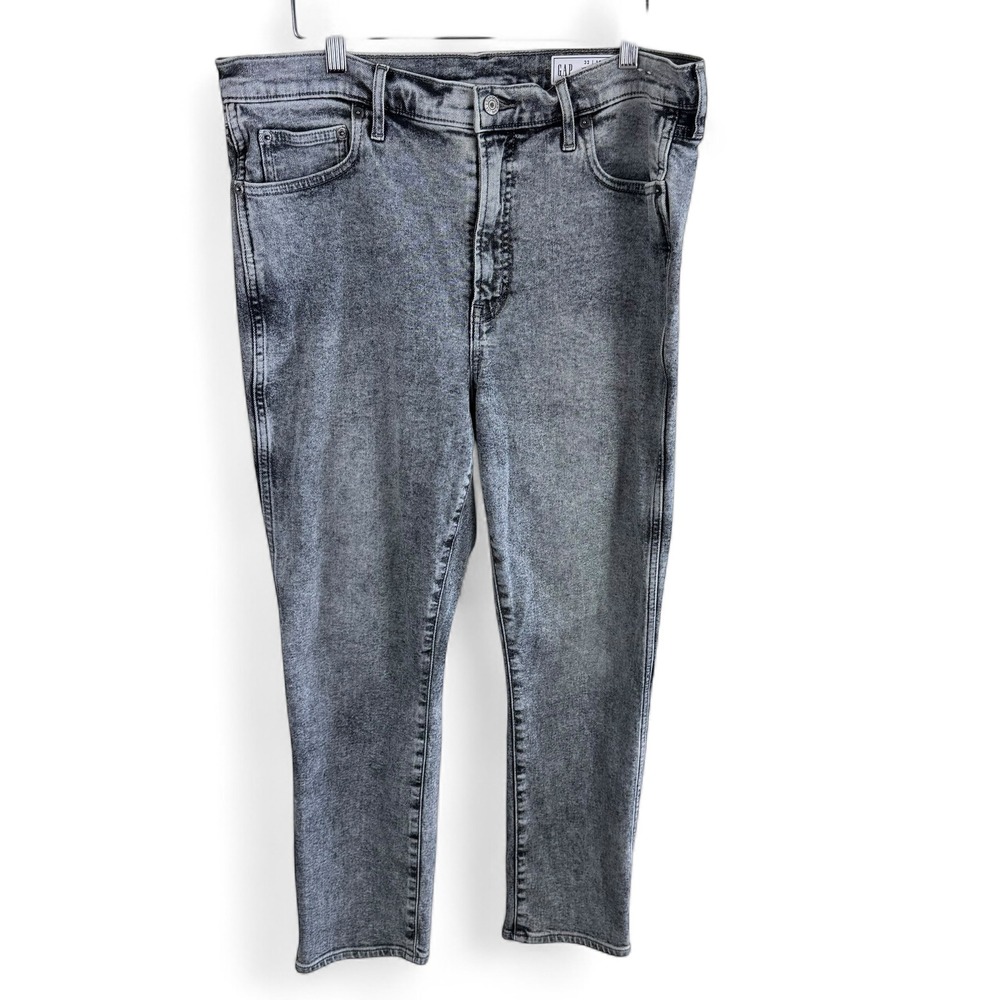 Gap Vintage Slim High Rise Jeans Womens 33 16R Gray Acid Wash Denim Pants